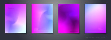 Vektör soyut arka plan seti, Kompozisyon renkli sıvı soyutlama, arka planlar için holografik ve degrade renk tasarımı.