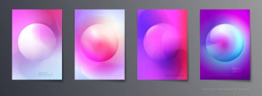 Vektör soyut arka plan seti, Kompozisyon renkli sıvı soyutlama, arka planlar için holografik ve degrade renk tasarımı.