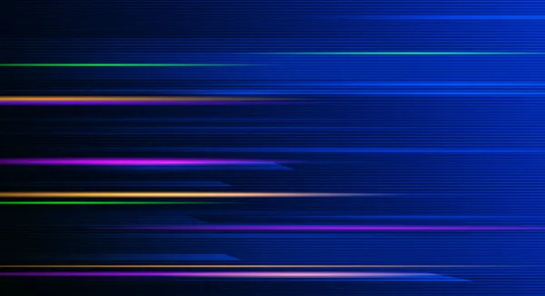 Abbildung abstraktes Leuchten, Neonlichteffekt, Wellenlinie, wellenförmiges Muster. Vektor Design Kommunikationstechnologie auf blauem Hintergrund. futuristische Digitaltechnologie für Web- oder Banner-Hintergrund — Stockvektor