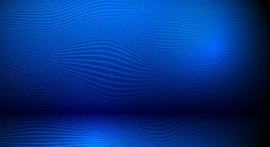 Koyu mavi arkaplanda vektör çizimi düz çizgiler. Yüksek teknoloji dijital teknoloji konsepti. Soyut fütüristik, parlak satır arkaplanı