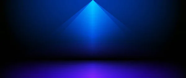 Ilustración Patrón de línea de rayas de luz abstracta. Diseño gráfico vectorial con espacio en blanco y vacío sobre fondo de color azul degradado. Tecnología digital futurista para plantilla o fondo de banner — Vector de stock