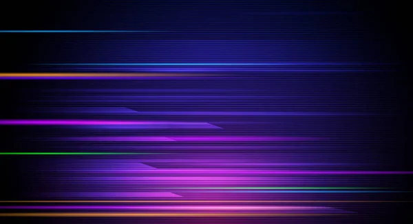 Illustration Abstract glowing, neon light effect, stripes line pattern.Futuristic digital technology for web or banner background — Stock Vector