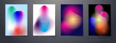 Vektör soyut arka plan seti, Kompozisyon renkli sıvı soyutlama, arka planlar için holografik ve degrade renk tasarımı