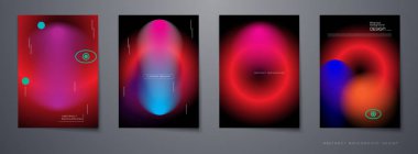 Vektör soyut arka plan kümesi, Kompozisyon renkli sıvı soyutlama, arka planlar için holografik ve degrade renk tasarımı. Afiş, poster, duvar kağıdı, el ilanı, broşür için düzen şablonu