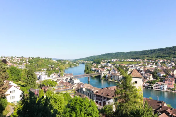 Swiss Şehir Schaffhausen Panoramik Manzaralı Nehir Ren — Stok fotoğraf