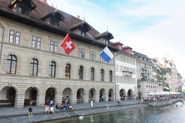 Historického Centra Lucernu Švýcarská Památka Května 2017 Luzern Během Sezony — Stock fotografie