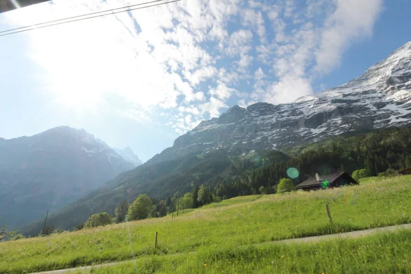 Grönt Fält Titlis Schweiz Från Utsiktspunkten 360 Graders Panorama Populära — Stockfoto