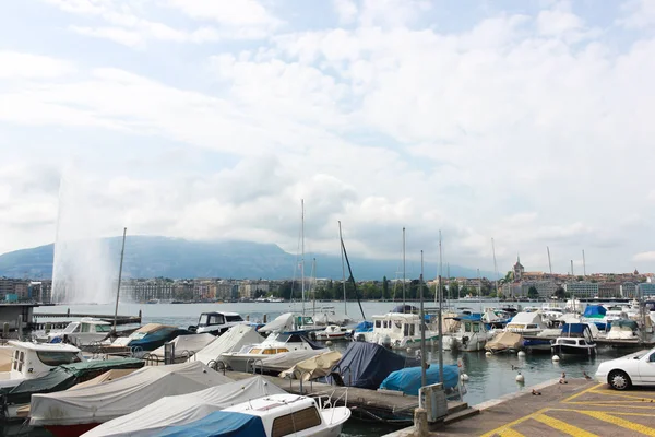 Geneva Sviçre Mayıs 2017 Cenevre Gölü Cenevre Cityscape Güzel Manzara — Stok fotoğraf