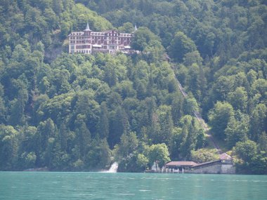Ünlü Chateau de Chillon Cenevre Gölü, güzel görünüm.
