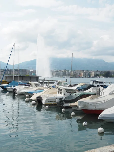 Geneva Suíça Maio 2017 Bela Vista Lago Genebra Paisagem Urbana — Fotografia de Stock