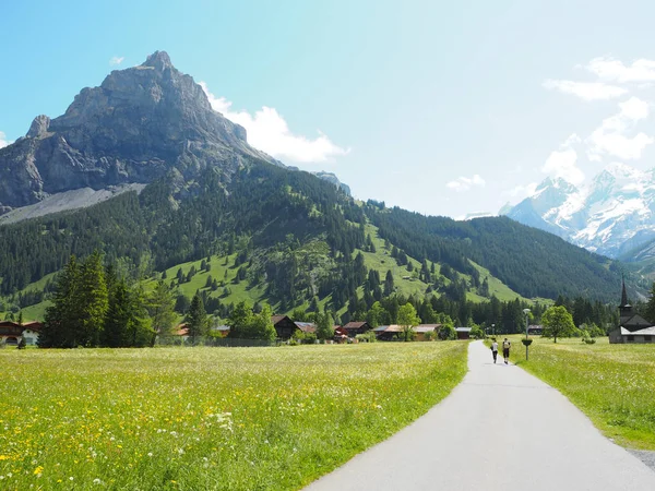 Πανέμορφο Ορεινό Τοπίο Θέα Kandersteg Ελβετία Oeschinen — Φωτογραφία Αρχείου