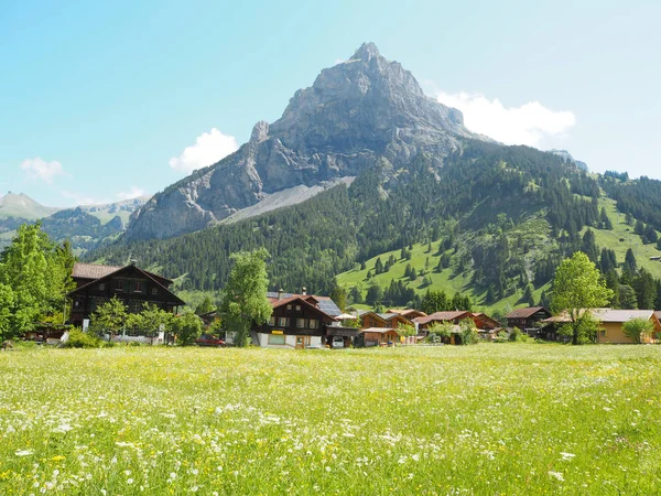 美丽的山景 可欣赏瑞士康德斯特格 奥希宁的美景 — 图库照片