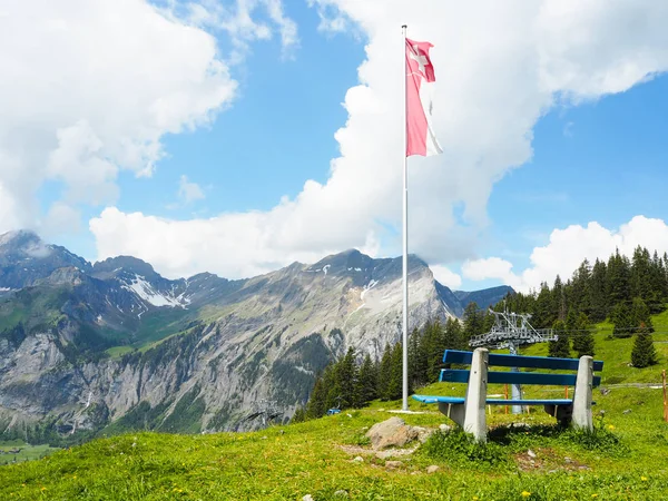 Bela Paisagem Montanhosa Com Vista Para Kandersteg Oeschinen Suíça — Fotografia de Stock