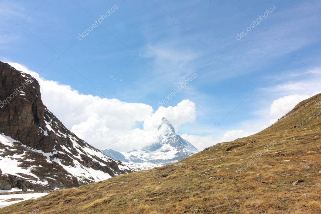 Beautiful mountain landscape with views of the Matterhorn Switzerland.