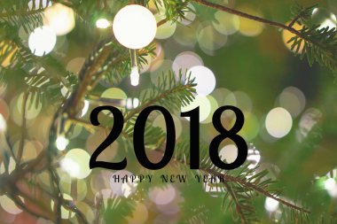 mutlu yeni yıl 2018 Noel ağacı gece ışık gösterisi ile