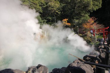 Kaplıcalar Beppu Japonya'da deli gibi.