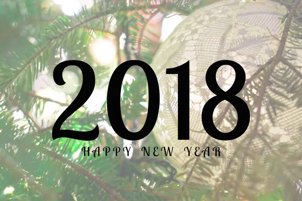 Feliz Ano Novo 2018 Com Árvore Natal Noite Iluminação Show — Fotografia de Stock
