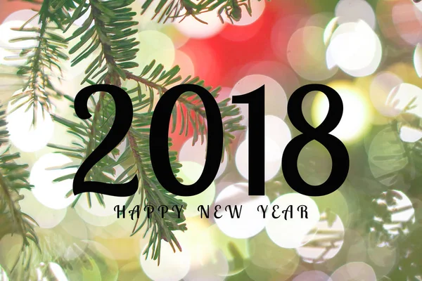 Feliz Año Nuevo 2018 Con Árbol Navidad Espectáculo Iluminación Nocturna —  Fotos de Stock