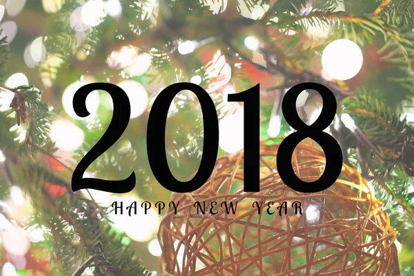 Frohes Neues Jahr 2018 Mit Weihnachtsbaum Nacht Lichtershow — Stockfoto