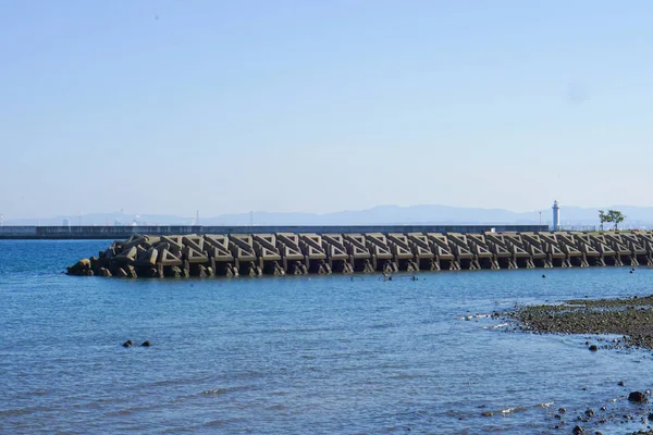 Giappone Spiaggia Beppu Dotato Protezione Tsunami — Foto Stock