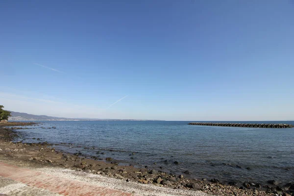 Japans Beppu Beach Utrustad Med Tsunamin Skydd — Stockfoto