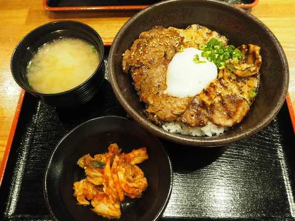 Heerlijk Japans Eten Rijst Rundvlees — Stockfoto