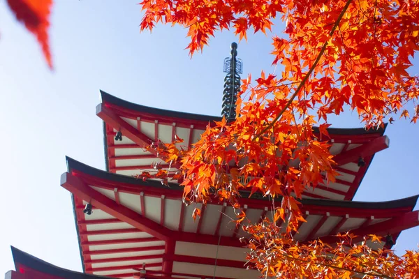 Fujiyoshida Japan Vacker Utsikt Över Berget Fuji Och Chureito Pagoda — Stockfoto