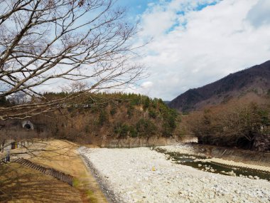 Gorge akıyor Shirakawago güzel bir nehir.