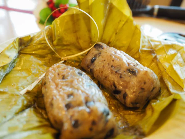 Bananas with Sticky Rice Dessert for Northern Thailand — Stock Photo, Image