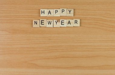 mutlu yeni yıl serbest metin alanı ahşap bir zemin üzerine ahşap metin