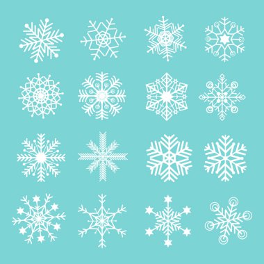 vektör çizim vektör kar taneleri simge kümesi.