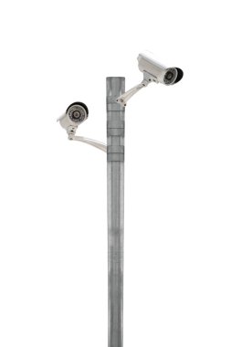 Beyaz arka plan üzerinde izole Cctv kamera güvenlik.