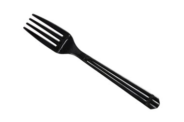 Beyaz arka plan üzerinde izole siyah çatal plastik