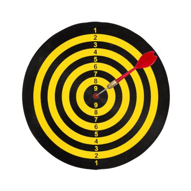 Dart hedef tahtası, beyaz arka plan üzerinde izole başarı soyut.