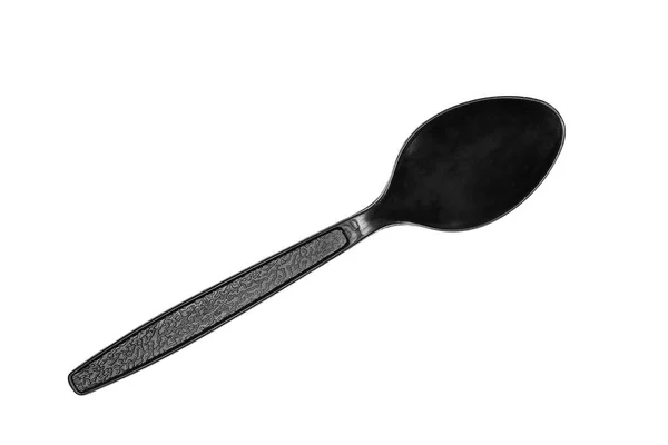 Black Spoon Plastic Isolated White Background — Stock Photo, Image