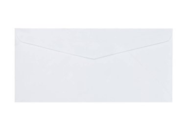 Beyaz arkaplanda izole edilmiş beyaz zarf.