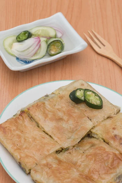 Martabak Murtabak Uma Panqueca Recheada Comida Árabe — Fotografia de Stock