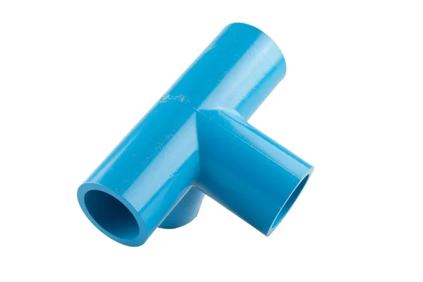 Blauwe pvc pipe-verbinding. — Stockfoto