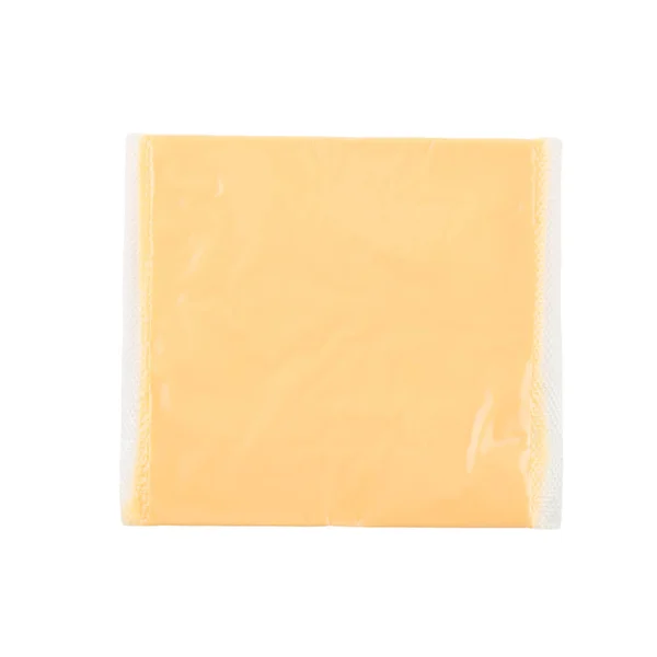 Slice cheese in package isolated on white background — Stock Photo, Image