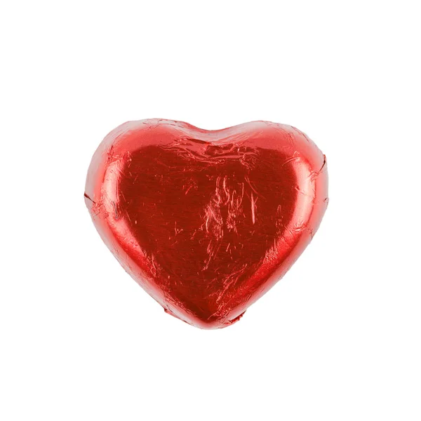 Chocolate candy red heart isolated on white background. — Stock Photo, Image