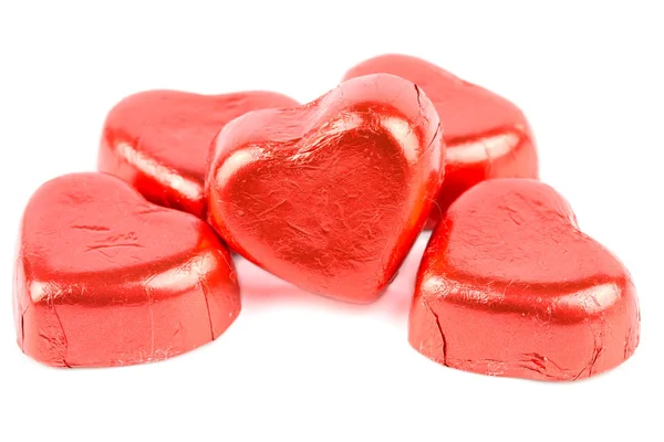 Chocolate candy red heart isolated on white background. — Stock Photo, Image