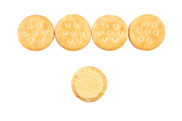 Cracker krém sýr izolované na bílém pozadí. — Stock fotografie