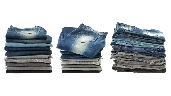 Muchas pilas de jeans . —  Fotos de Stock