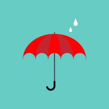 Kırmızı şemsiye yağmur ile. Vektör çizim.