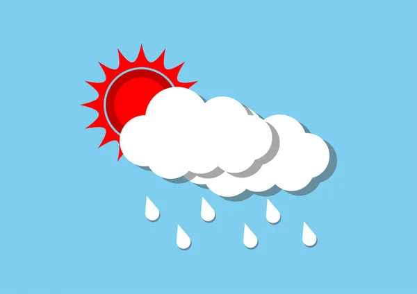 Sun and cloud with rain. vector illustration. — Stock Vector