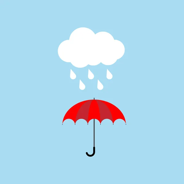 Paraguas rojo con lluvia. Ilustración vectorial . — Archivo Imágenes Vectoriales