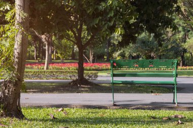 Yaz gününde bahçede Bench. 