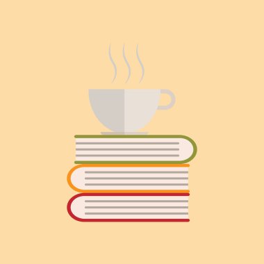 kahve fincan simge tasarımı ile kitap-vektör illüstrasyon.