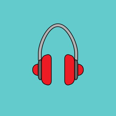 kulaklık baz düz simge tasarım-vektör illüstrasyon.