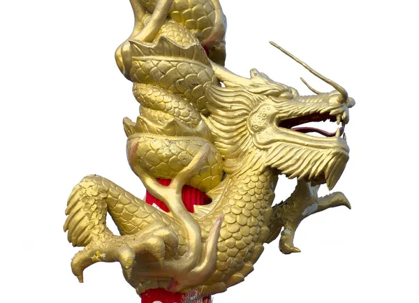 beyaz arkaplanda ejderha heykeli.